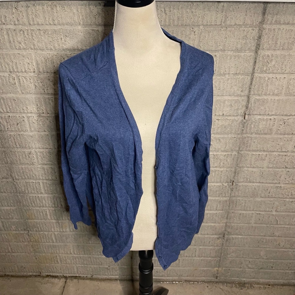 H&M Blue Button Long Sleeve Open Front‎ Cardigan Sweater Size Large